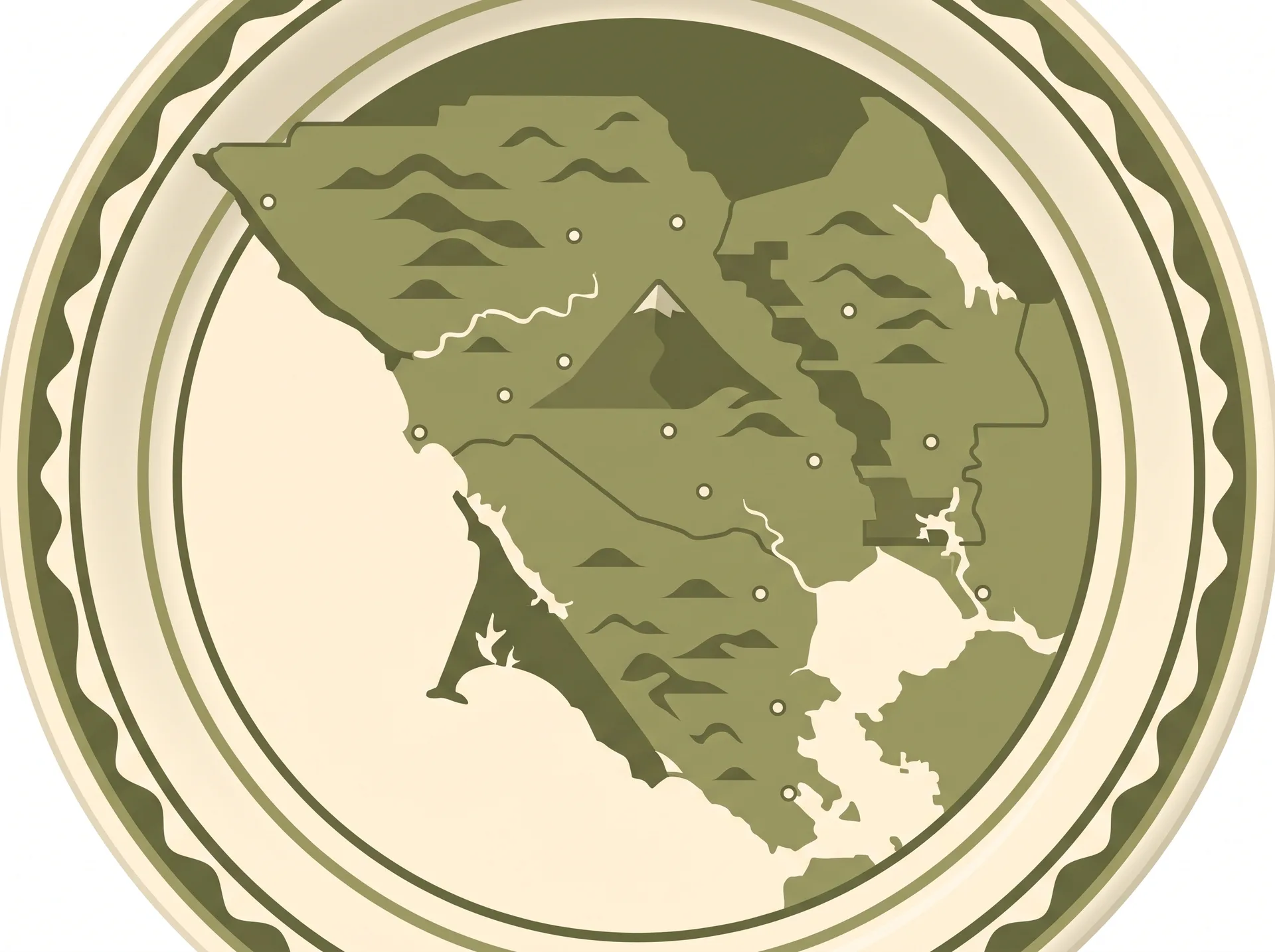 Stylized map of Marin County, California
